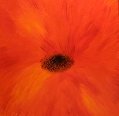 Orange Flower - Modern Original Art on Canvas