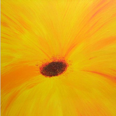 Orange Flower - Modern Original Art on Canvas